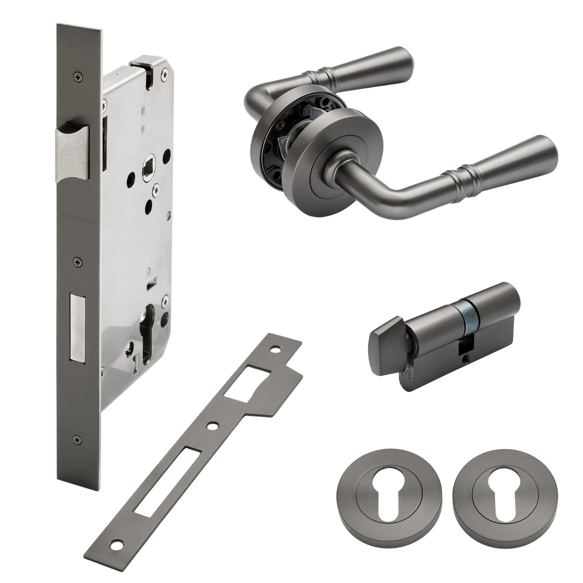 Gunmetal Entrance Door Kit Lexton - Manovella