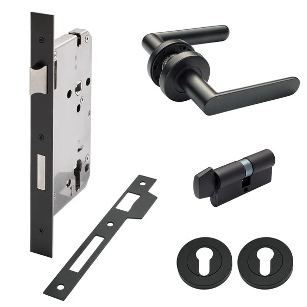 Matt Black Entrance Door Kit Fairhaven - Manovella