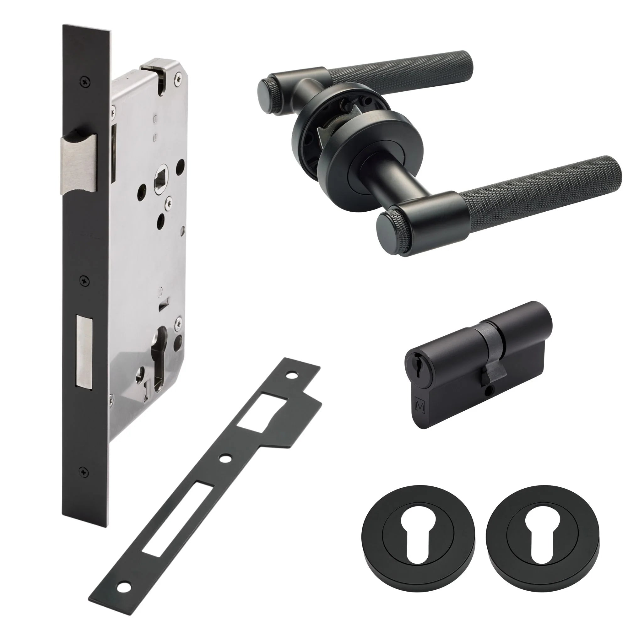 Matt Black Entrance Door Kit Rosedale - Manovella