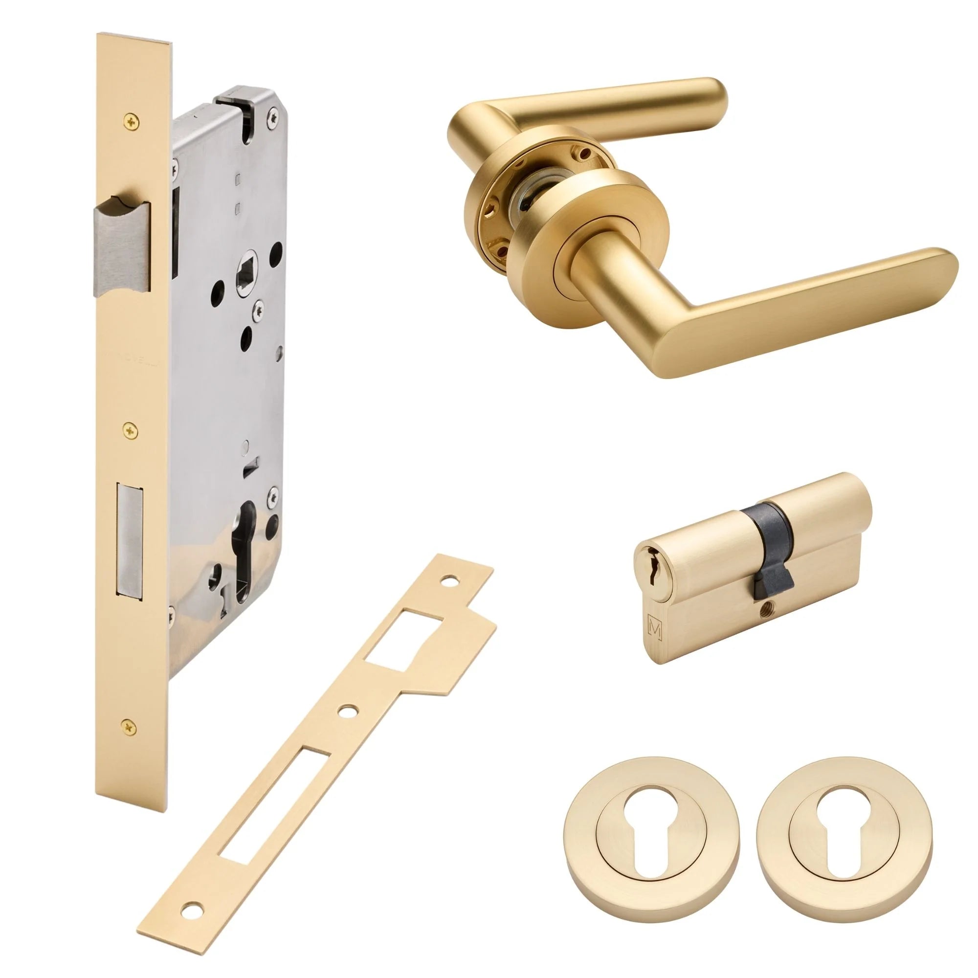 Satin Brass Entrance Door Kit Fairhaven - Manovella