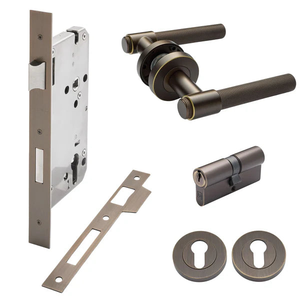 Aged Brass Entrance Door Kit Rosedale - Manovella