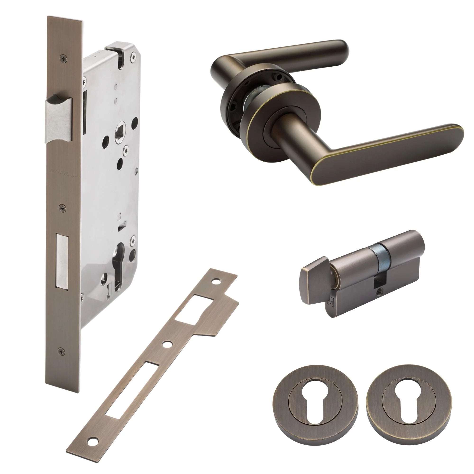 Aged Brass Entrance Door Kit Fairhaven - Manovella