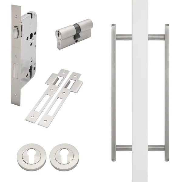 Brushed Nickel Roller Lock Kit - Imogen Pull - Manovella