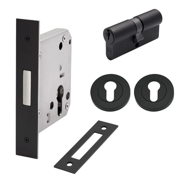 Matt Black Euro Deadbolt Kit - Manovella