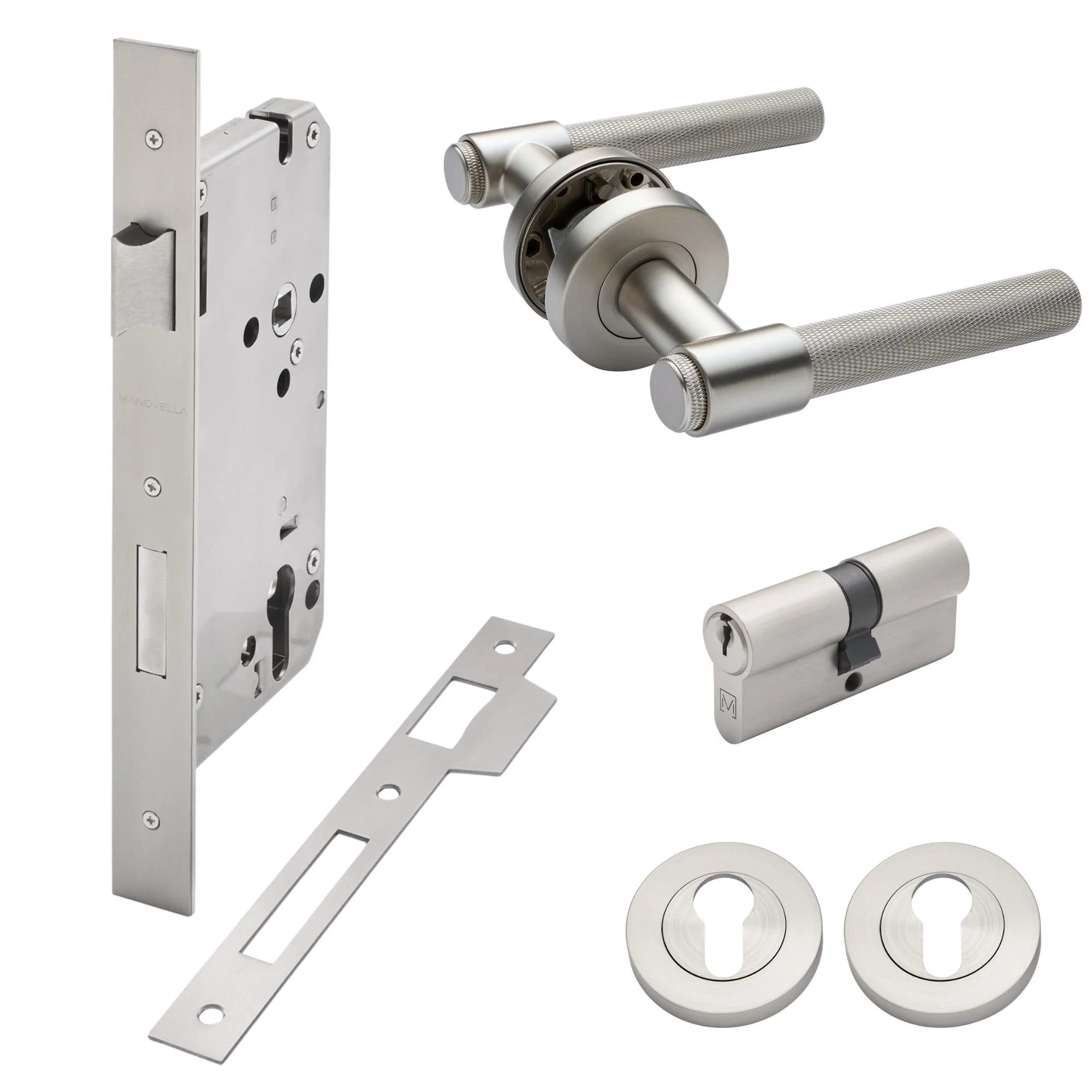 Brushed Nickel Entrance Door Kit Rosedale - Manovella