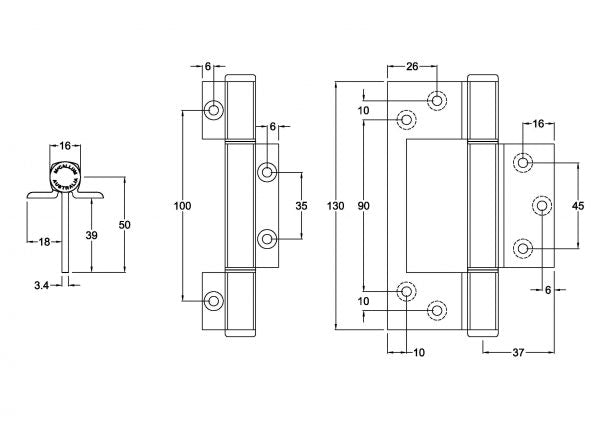 A104SNA – Aluminium HD Interfold Hinge – McCallum