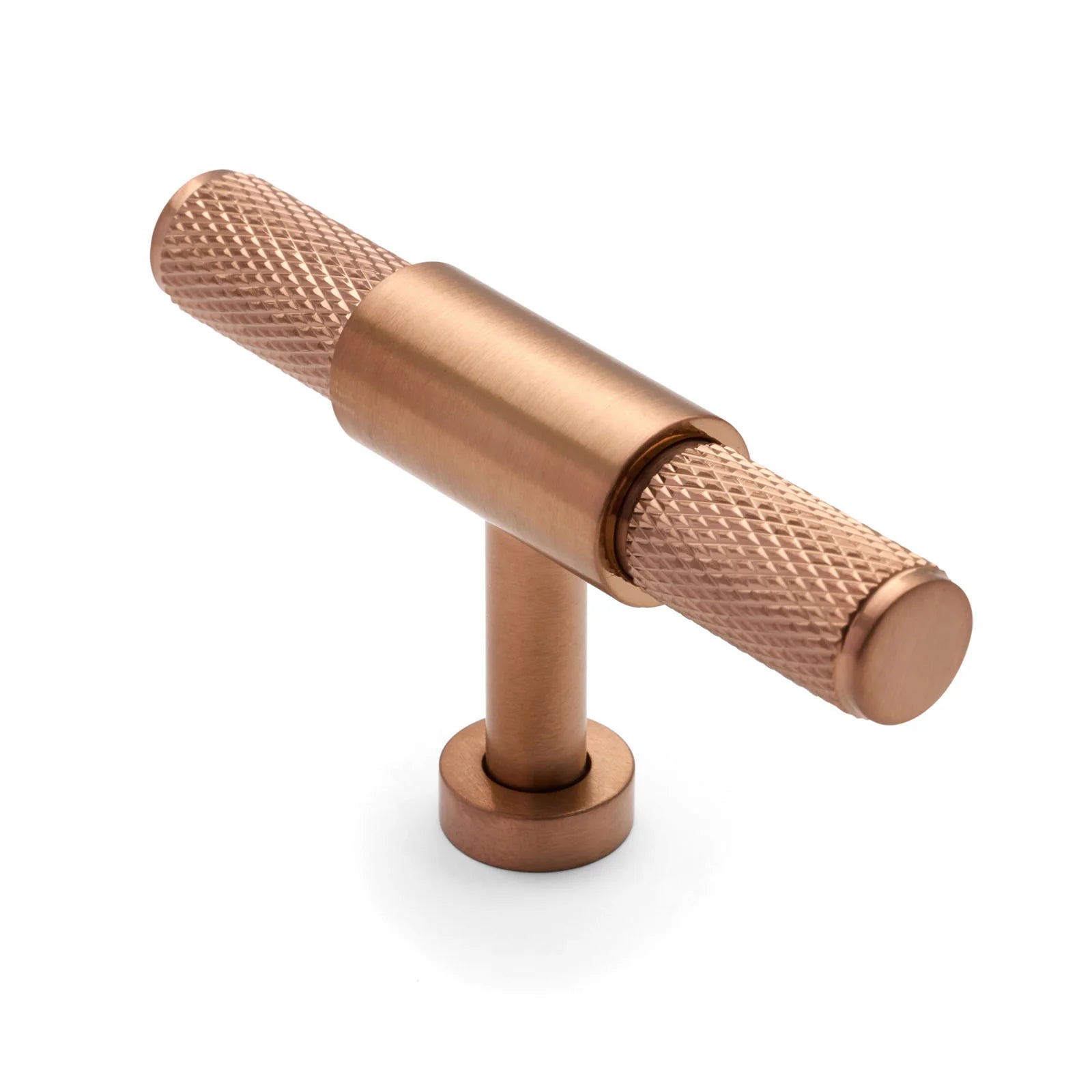 Brushed Copper PVD Knurled Cabinet T-Bar Pull - Miranda - Manovella