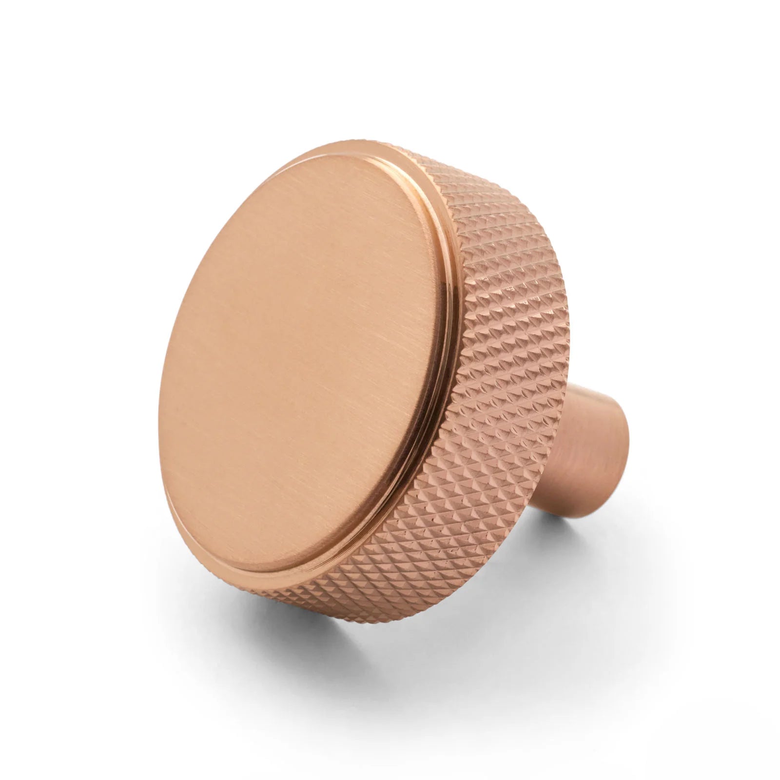 Brushed Copper PVD Round Knurled Cabinet Knob - Octavia - Manovella