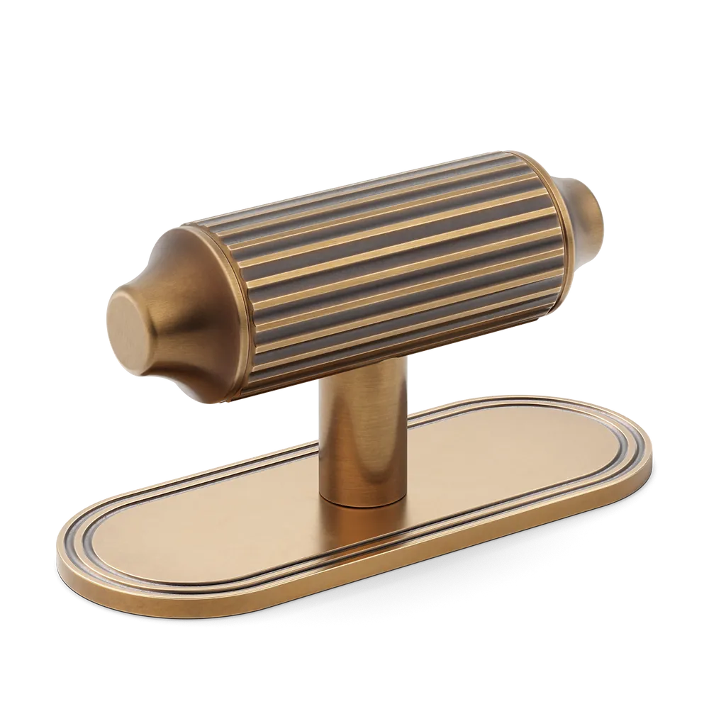 Barwick Ridged T-bar Handle with Backplate By Armac Martin