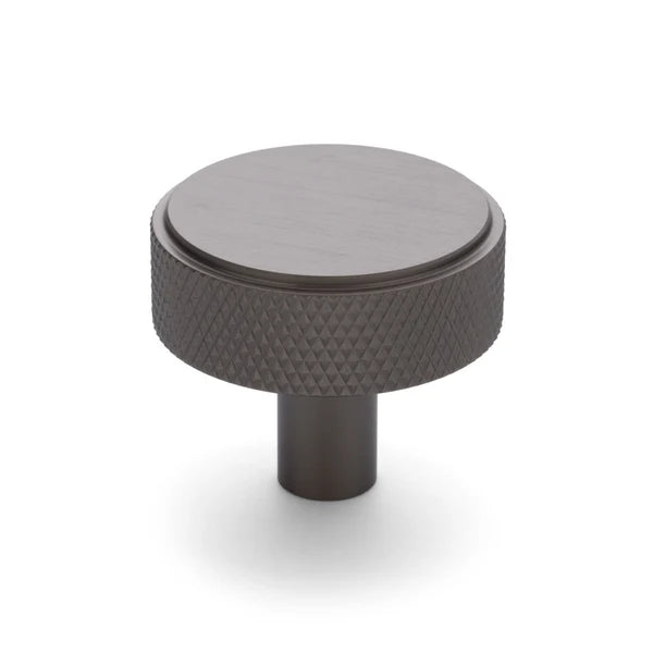 Gunmetal Round Knurled Cabinet Knob - Octavia - Manovella