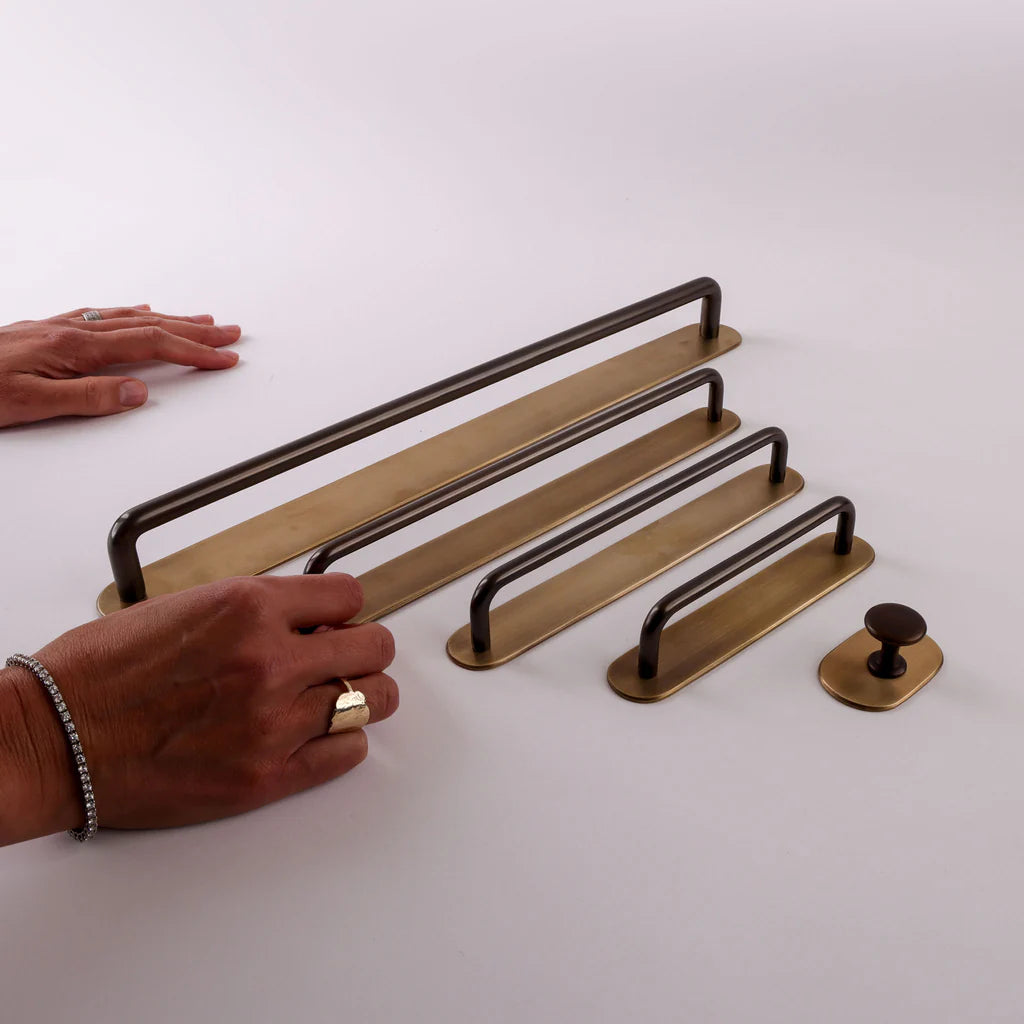 Curved Handle Backplate - Acid Wash Brass by Hepburn