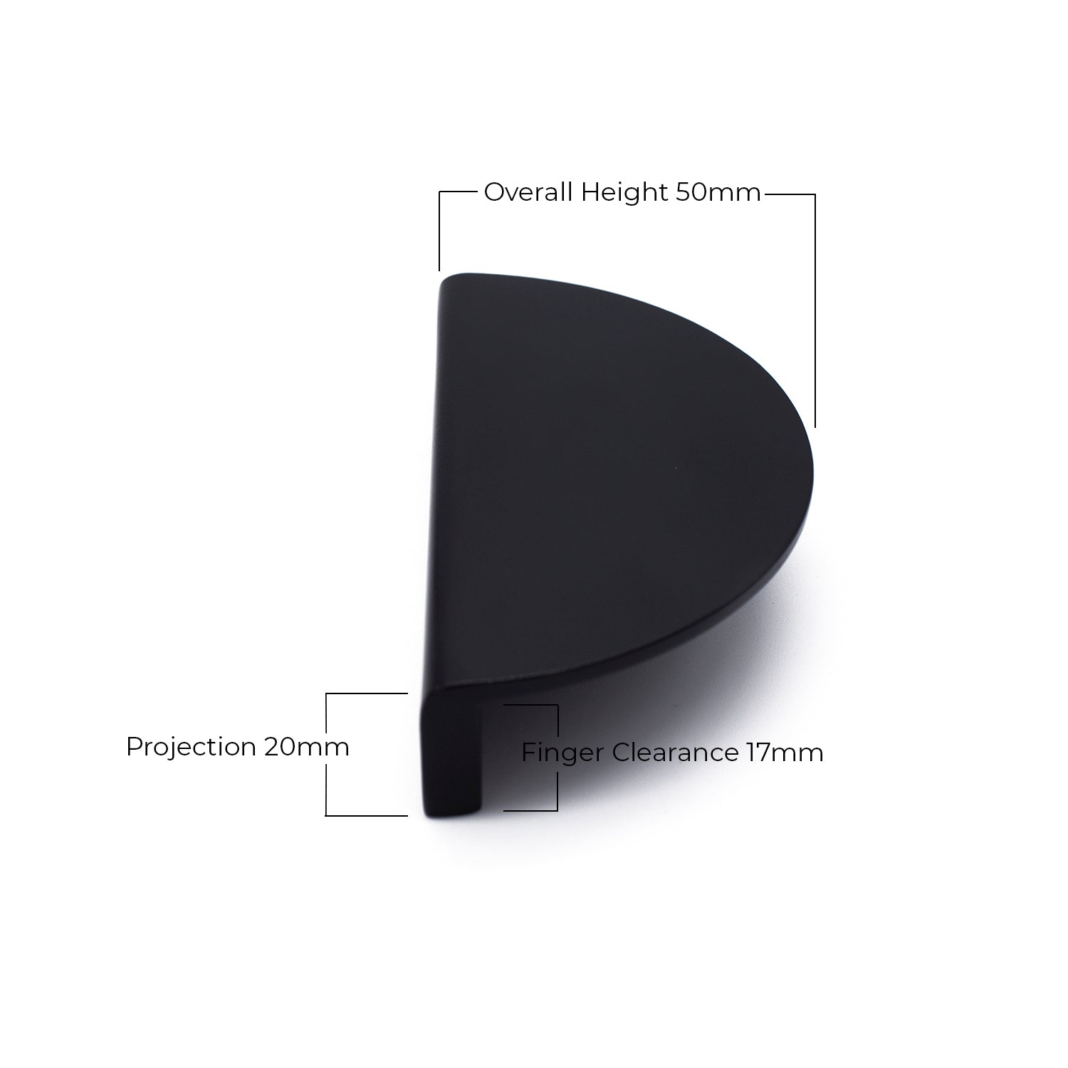 Matt Black Half Moon Cabinet Pull - Iris - Manovella