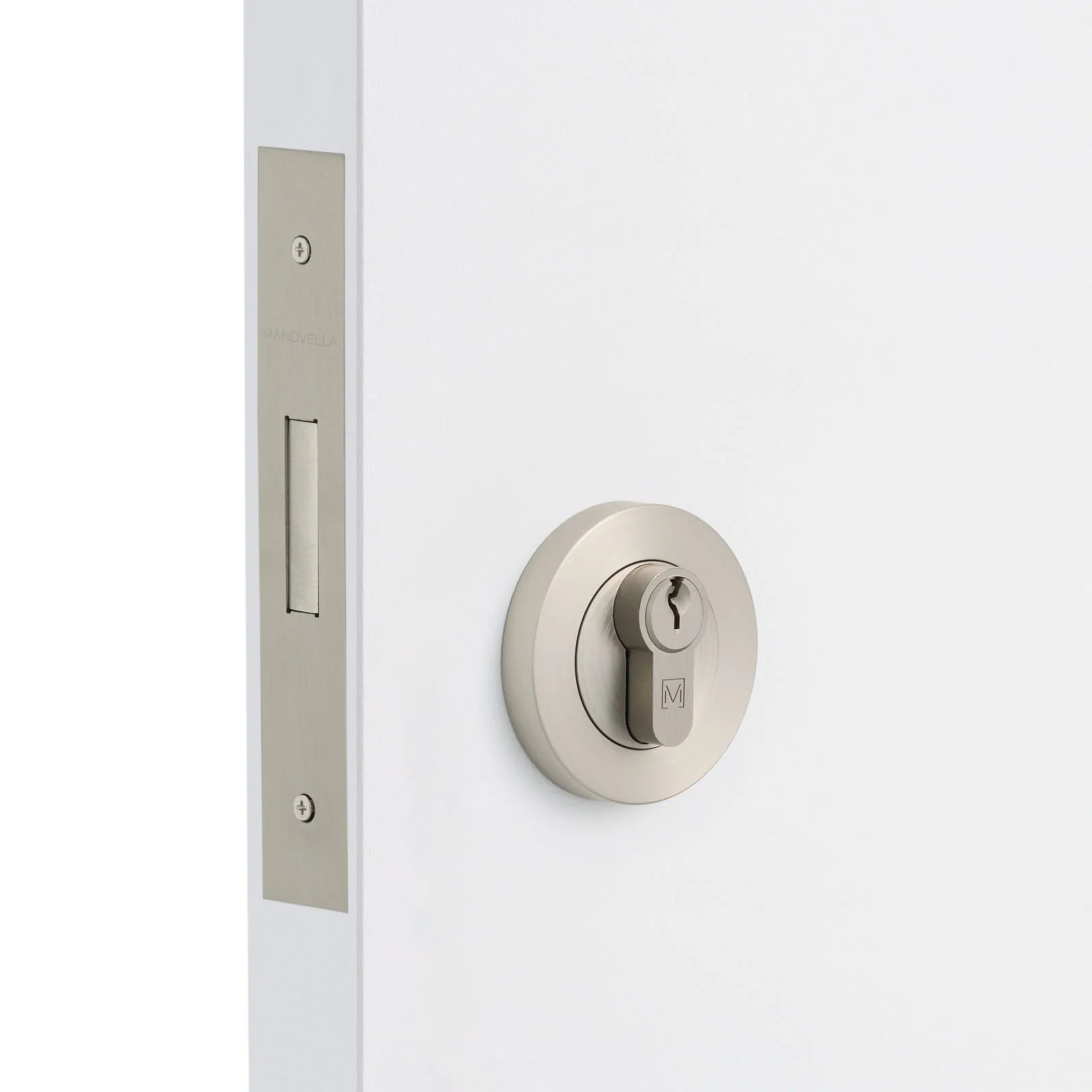 Brushed Nickel Euro Deadbolt Kit - Manovella