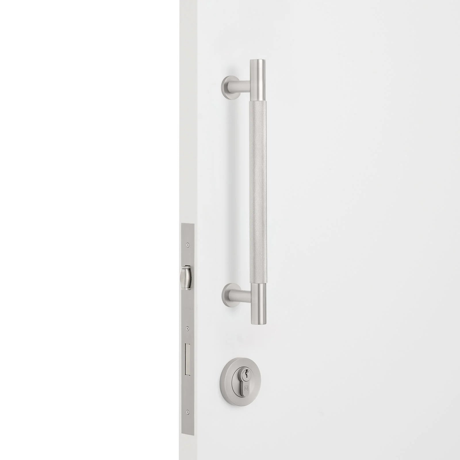 Brushed Nickel Roller Lock Kit - Charmian Pull - Manovella