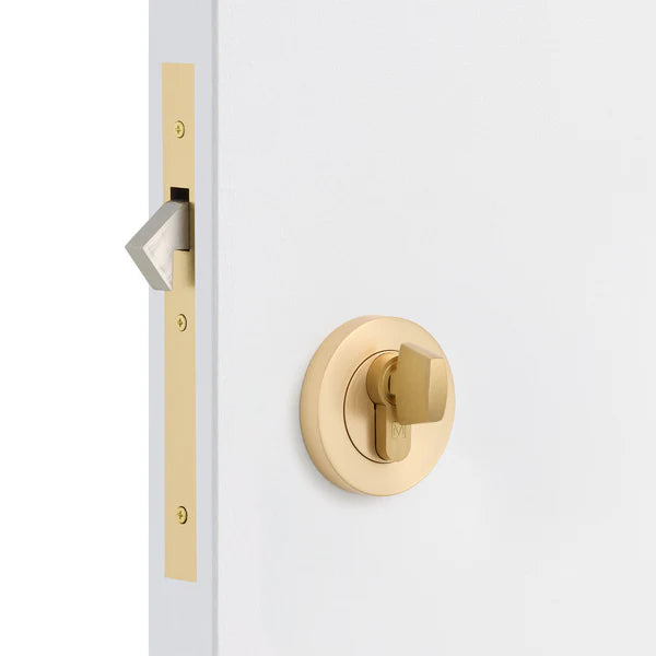 Satin Brass Sliding Door Lock Kit - Manovella
