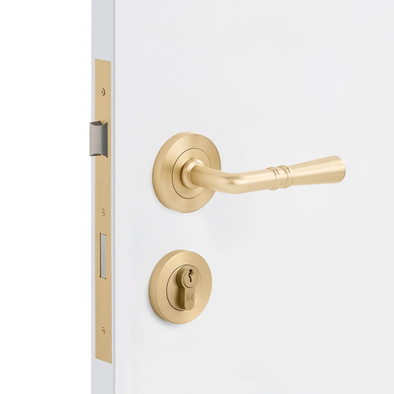 Satin Brass Entrance Door Kit Lexton - Manovella