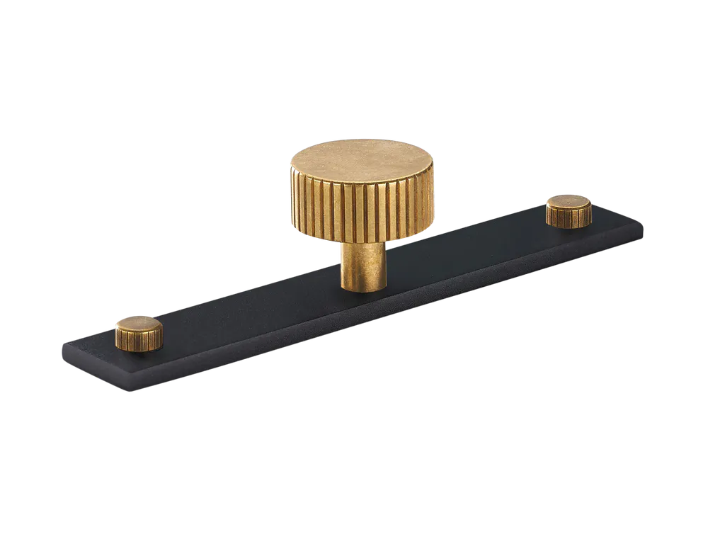 MIX Straight Knurled Cabinet Knob & Backplate - Mixed Finish By Armac Martin
