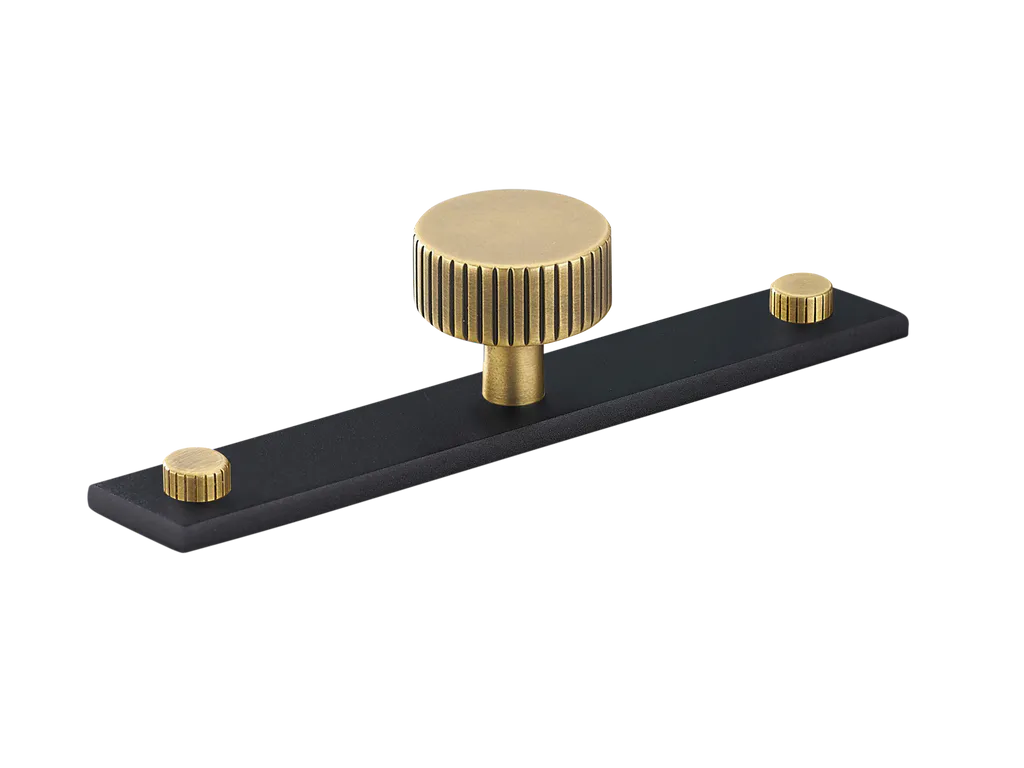 MIX Straight Knurled Cabinet Knob & Backplate - Mixed Finish By Armac Martin
