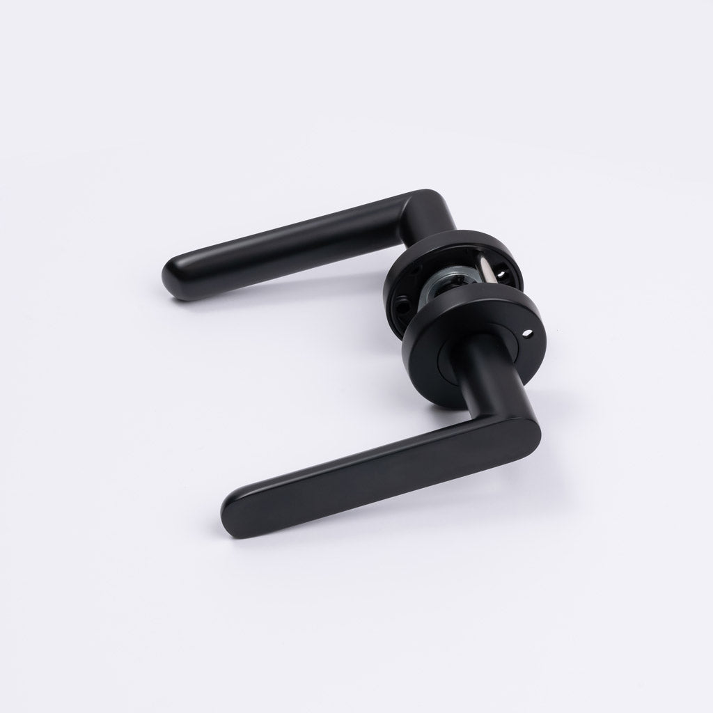 Matt Black Privacy Door Handle - Fairhaven - Manovella