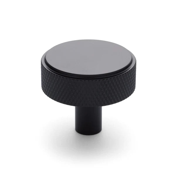 Matt Black Round Knurled Cabinet Knob - Octavia - Manovella