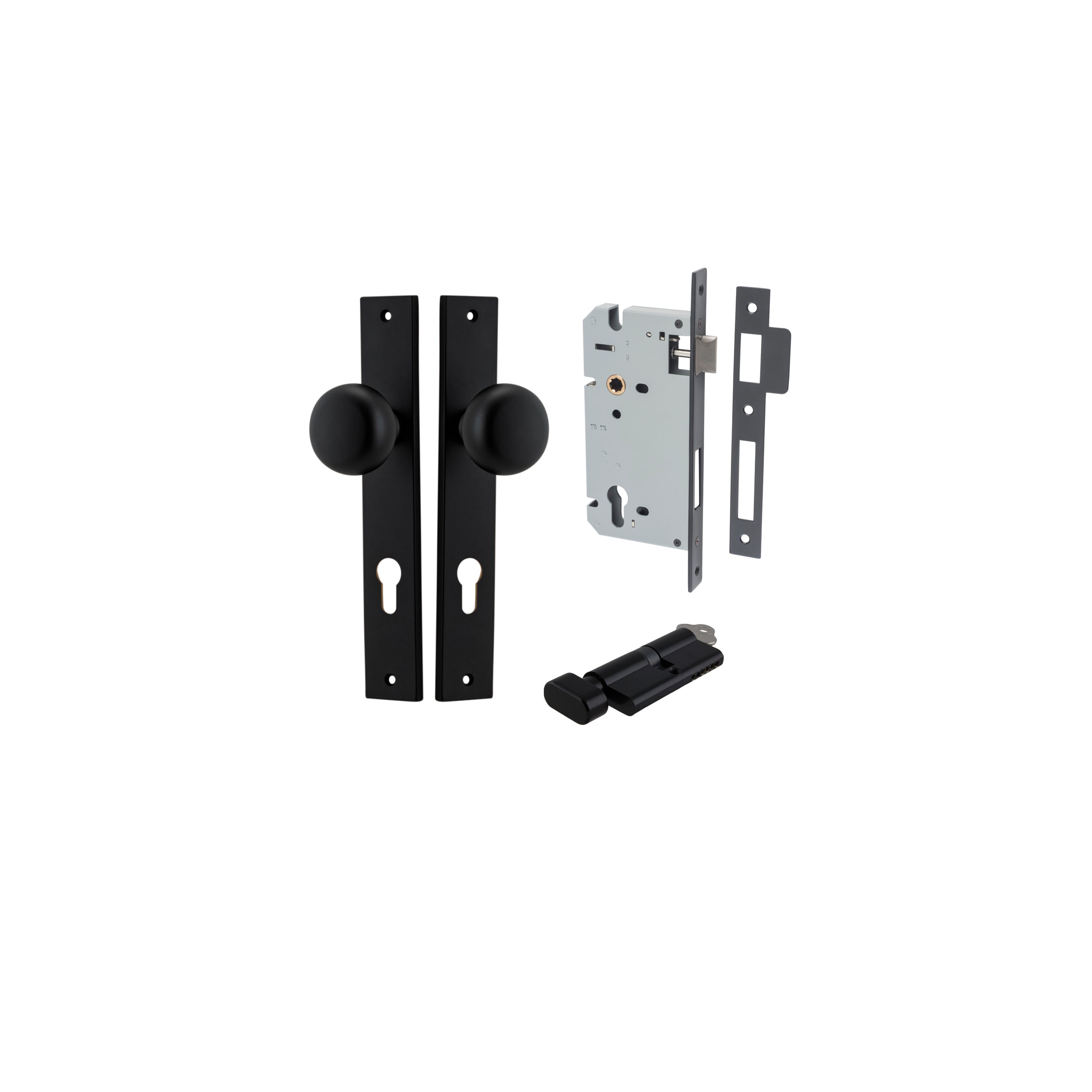 Cambridge Knob - Rectangular Backplate - Entry Point - Iver - Matt Black - Door Knobs