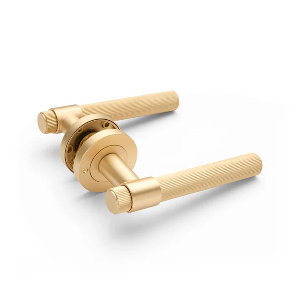Satin Brass Privacy Door Handle - Rochester - Manovella