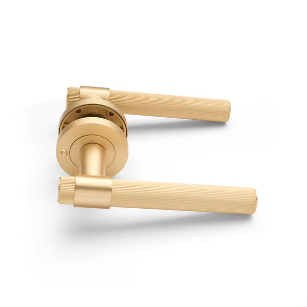 Satin Brass Privacy Door Handle - Rochester - Manovella