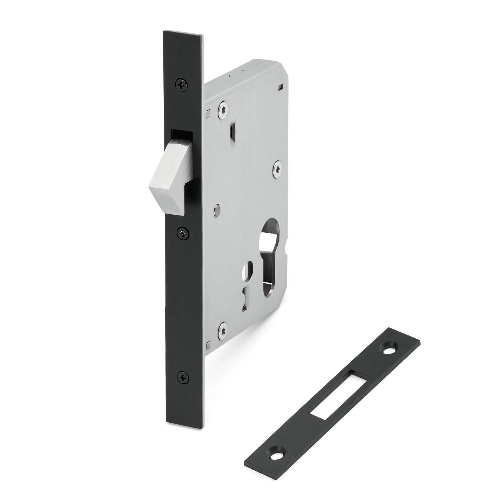 Matt Black Euro Sliding Door Mortice Lock 316SSS (60mm Backset) - Manovella