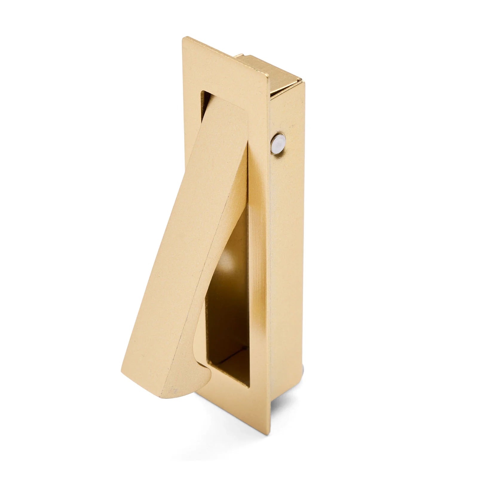 Satin Brass Concealed Sliding Door Edge Pull - Manovella