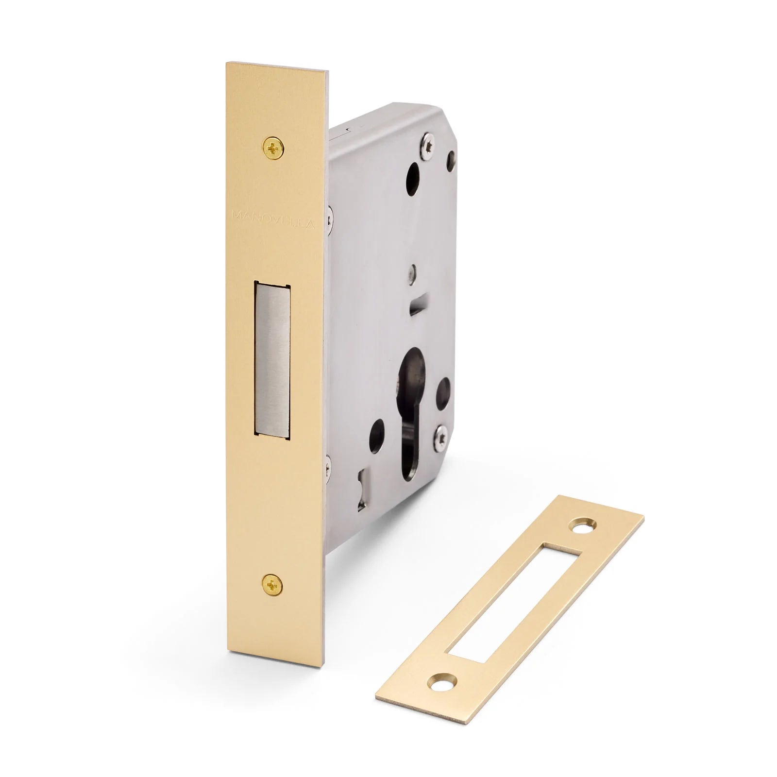 Satin Brass Euro Mortice Deadbolt 316SSS (60mm Backset) - Manovella