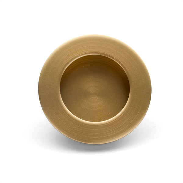 Satin Brass Sliding Door Round Flush Pull 65mm - Manovella