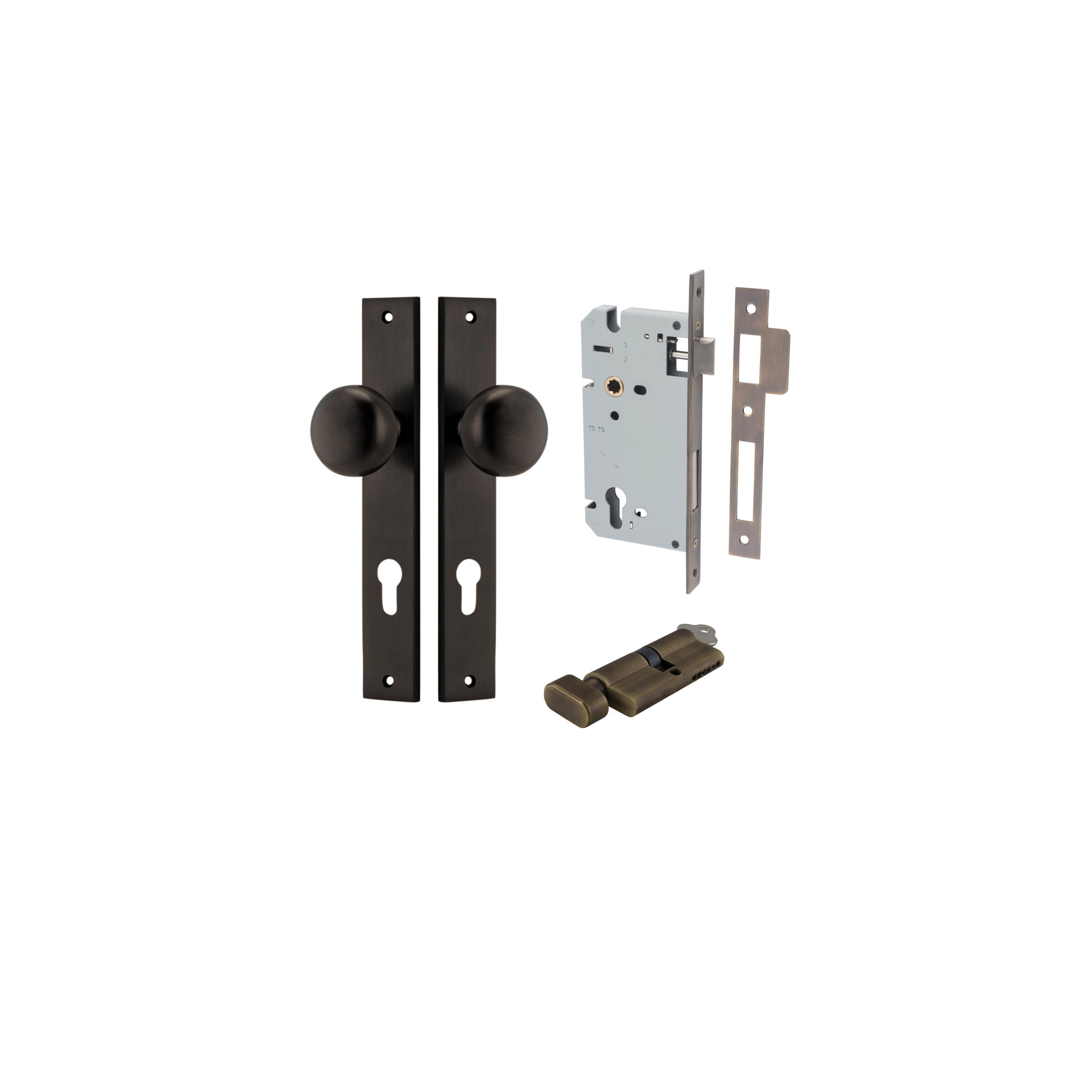 Cambridge Knob - Rectangular Backplate - Entry Point - Iver - Signature Brass - Door Knobs