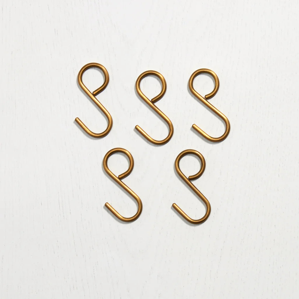 Hanging Rail Hook - Acid Washed Brass by Hepburn