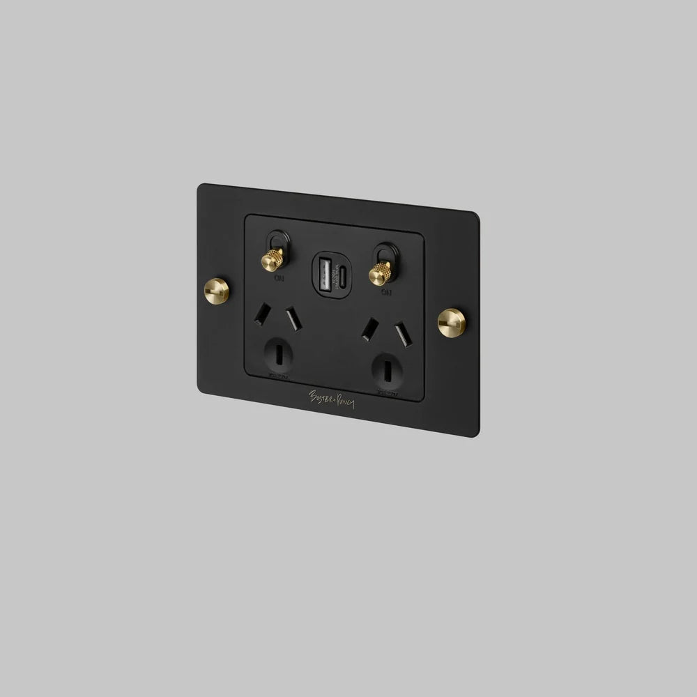 2G GPO SOCKET / USB A + C / WITH LOGO / CROSS - Buster + Punch
