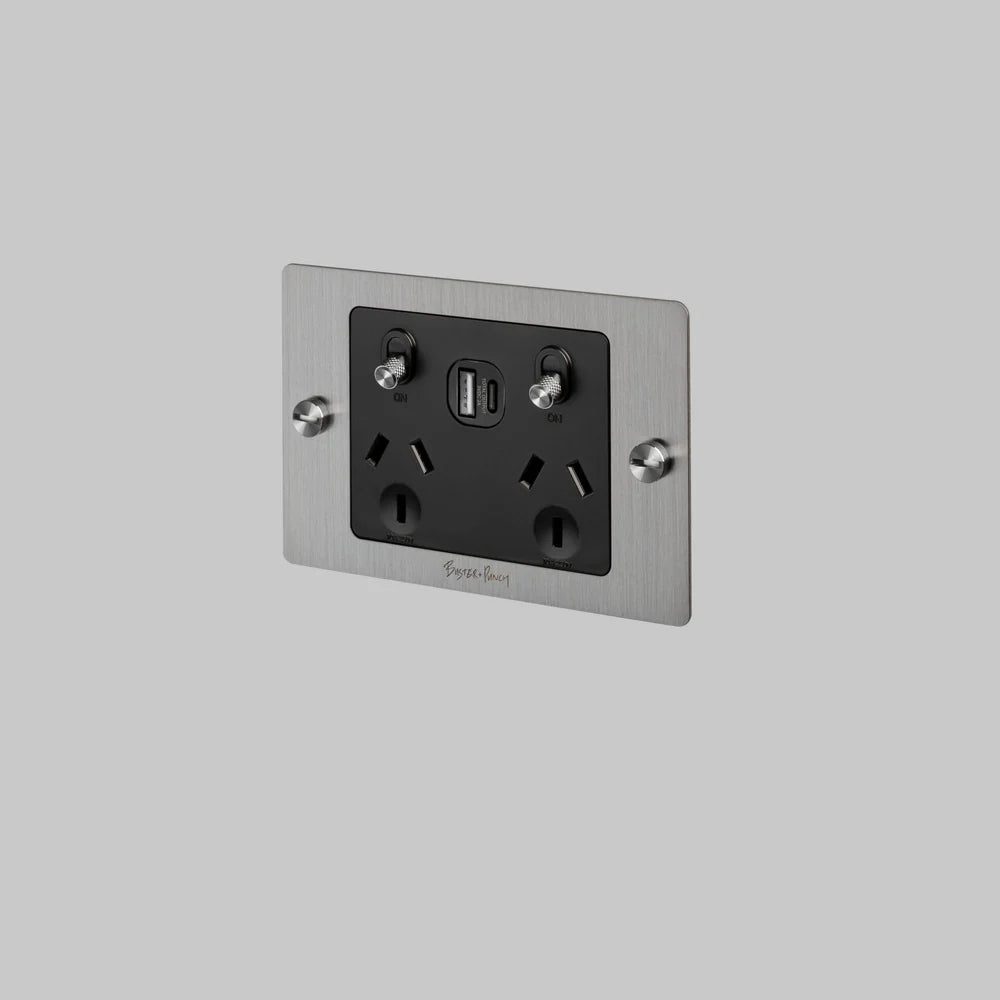 2G GPO SOCKET / USB A + C / WITH LOGO / CROSS - Buster + Punch