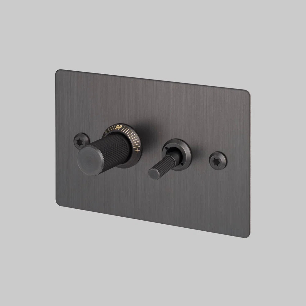 2G TOGGLE + DIMMER / 2-WAY / HORIZONTAL / LINEAR - Buster + Punch