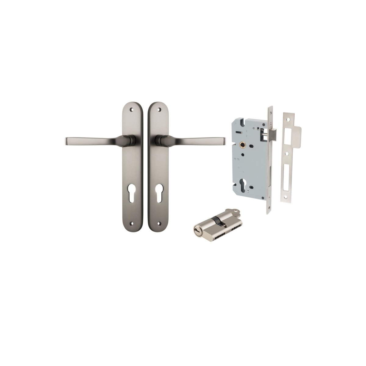IVER Annecy Solid Brass Oval BackPlate Door Handle – Multiple Finishes Available - Entry - Point - 14732KENTR60KK - Iver