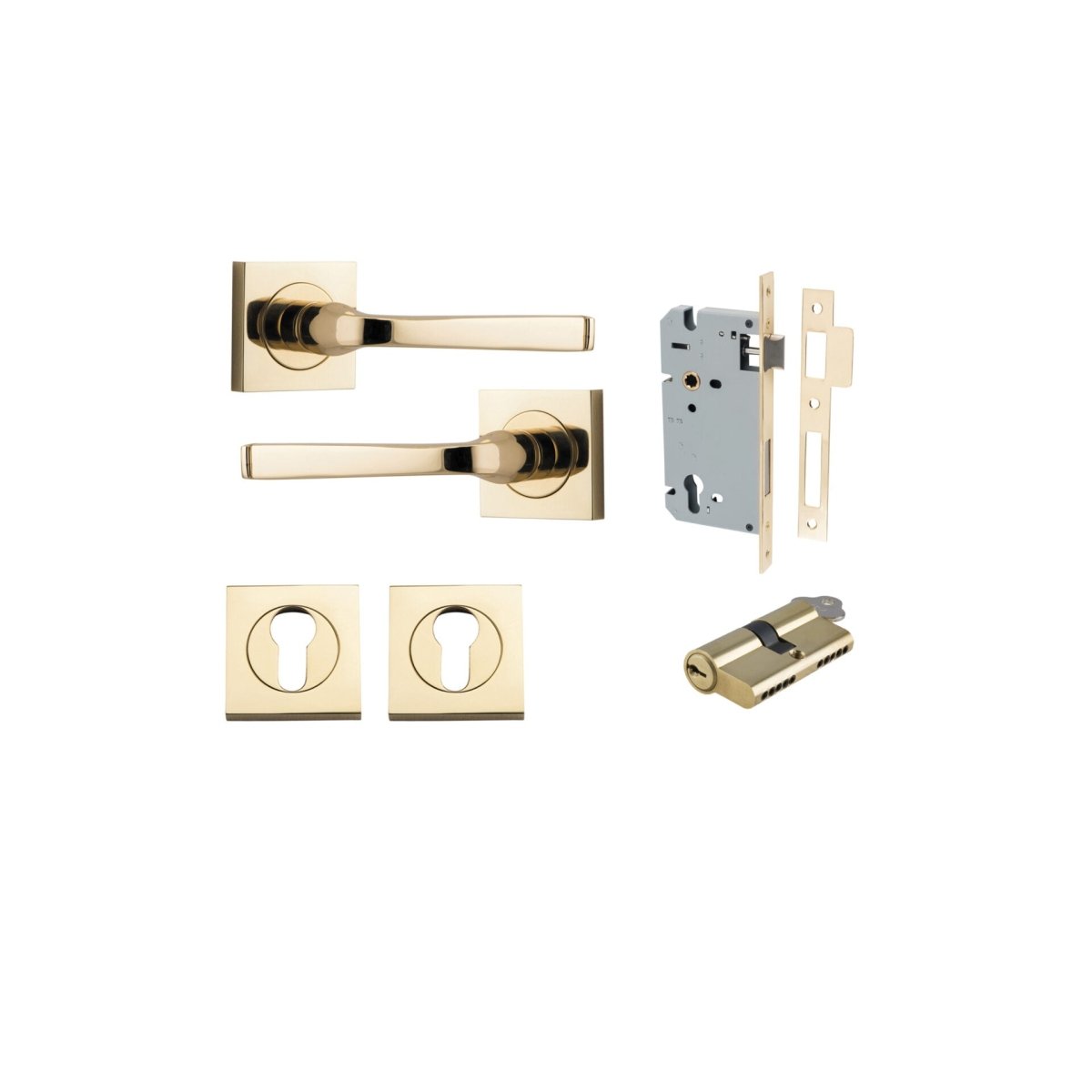 IVER Annecy Solid Brass Square Rose Door Handle – Multiple Finishes Available - Entry - Point - 0390KENTR60KK - Iver