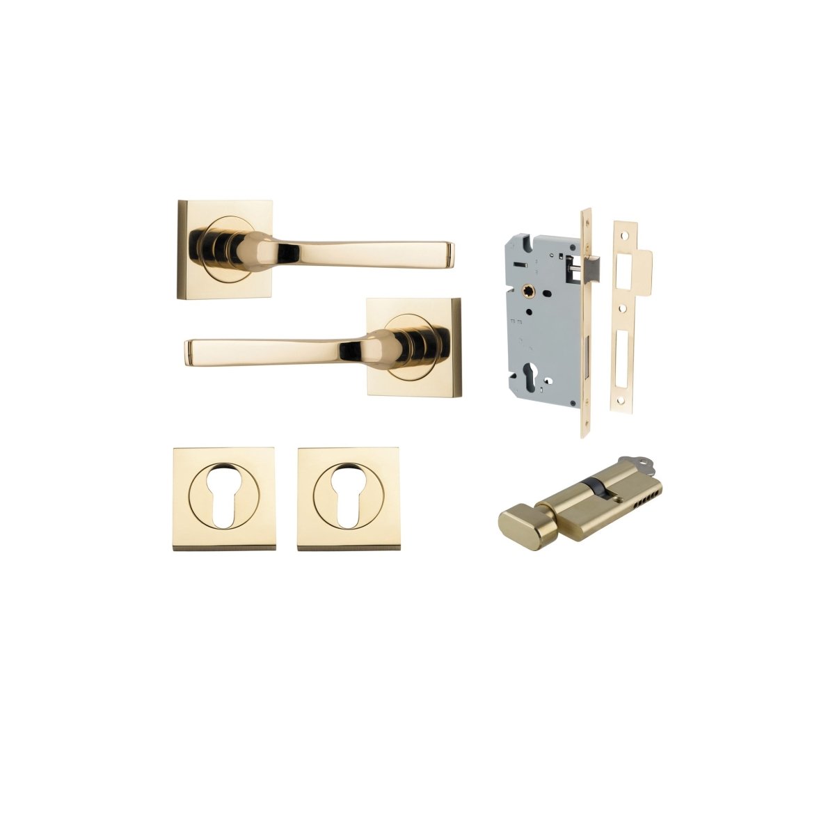 IVER Annecy Solid Brass Square Rose Door Handle – Multiple Finishes Available - Entry - Point - 0390KENTR60KT - Iver