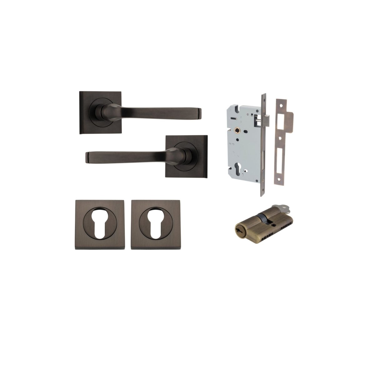 IVER Annecy Solid Brass Square Rose Door Handle – Multiple Finishes Available - Entry - Point - 0391KENTR60KK - Iver