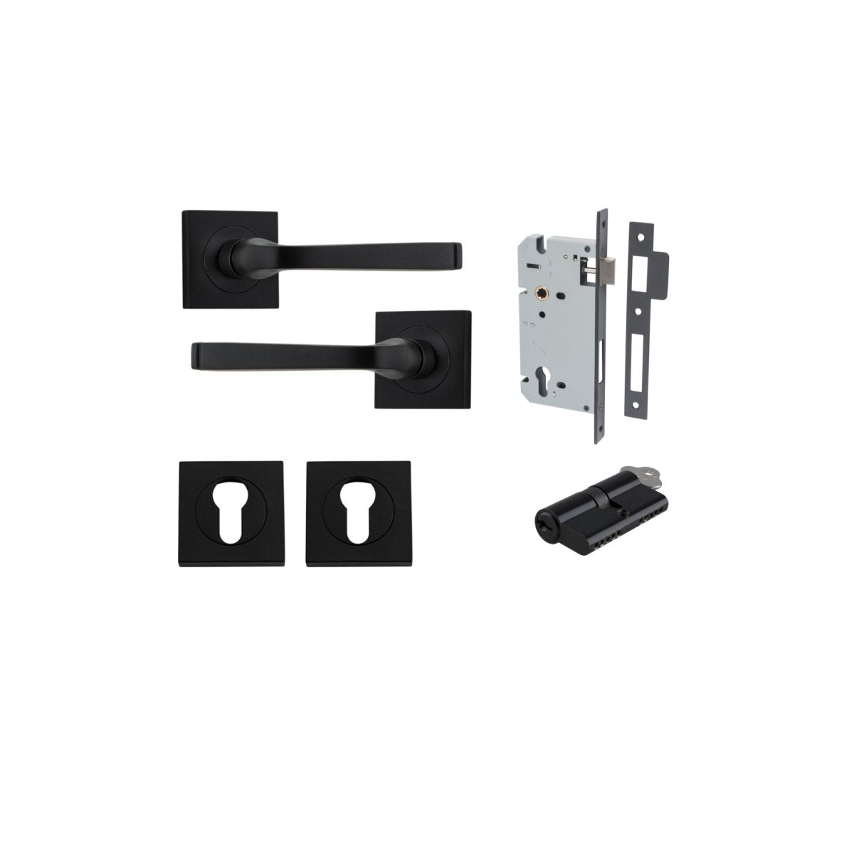 IVER Annecy Solid Brass Square Rose Door Handle – Multiple Finishes Available - Entry - Point - 0393KENTR60KK - Iver