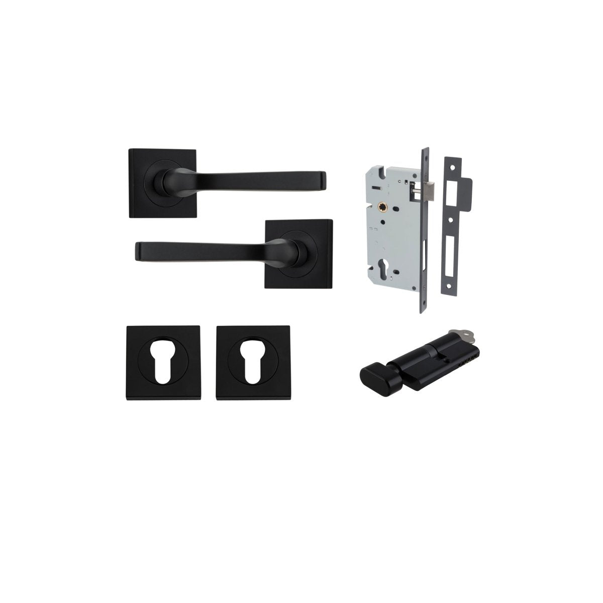IVER Annecy Solid Brass Square Rose Door Handle – Multiple Finishes Available - Entry - Point - 0393KENTR60KT - Iver