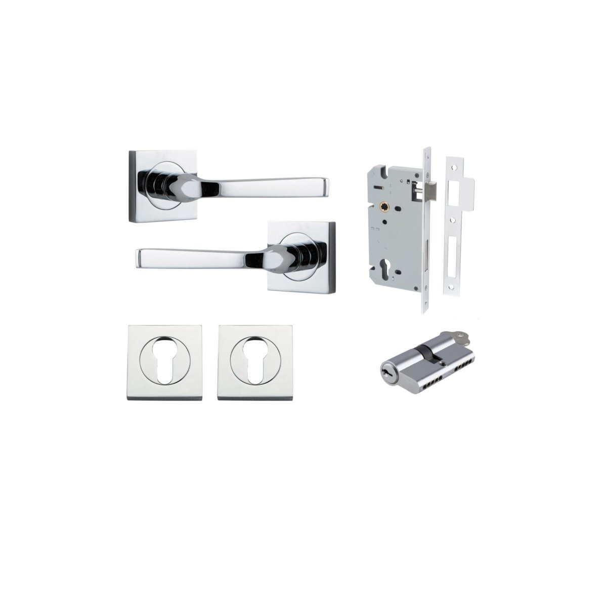 IVER Annecy Solid Brass Square Rose Door Handle – Multiple Finishes Available - Entry - Point - 0394KENTR60KK - Iver