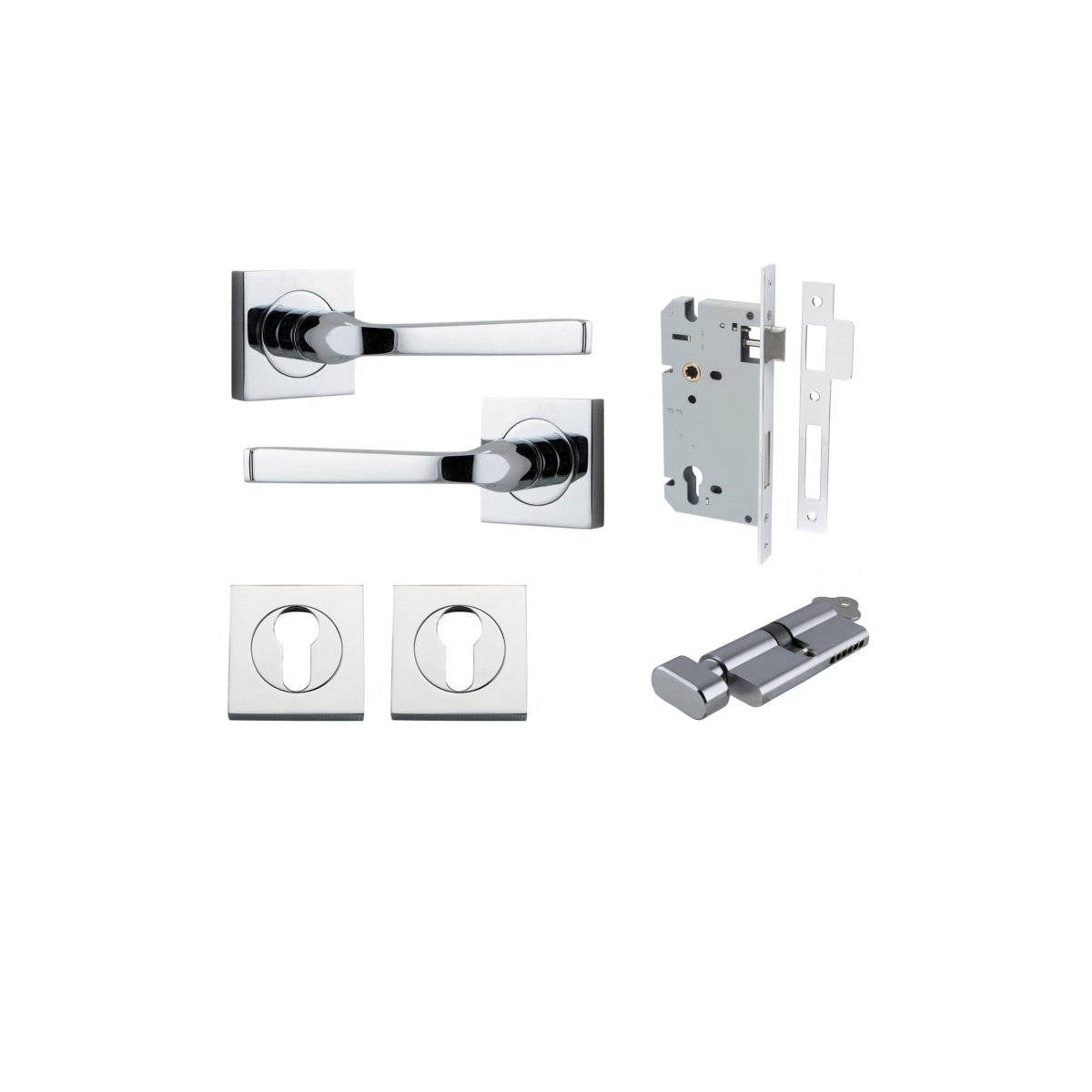 IVER Annecy Solid Brass Square Rose Door Handle – Multiple Finishes Available - Entry - Point - 0394KENTR60KT - Iver