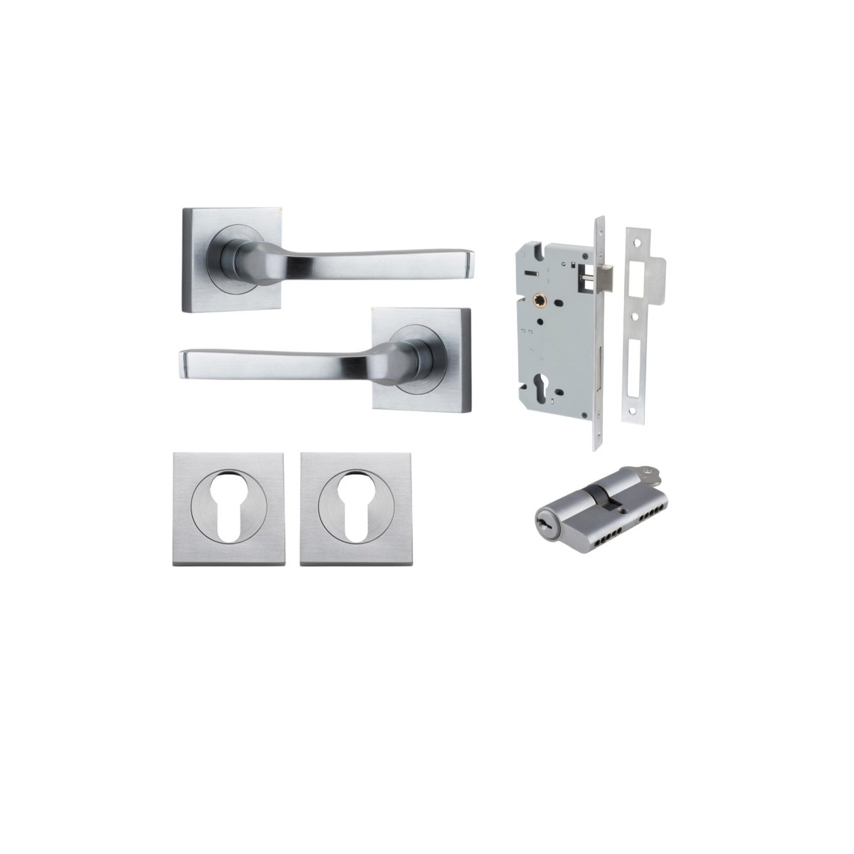 IVER Annecy Solid Brass Square Rose Door Handle – Multiple Finishes Available - Entry - Point - 0395KENTR60KK - Iver
