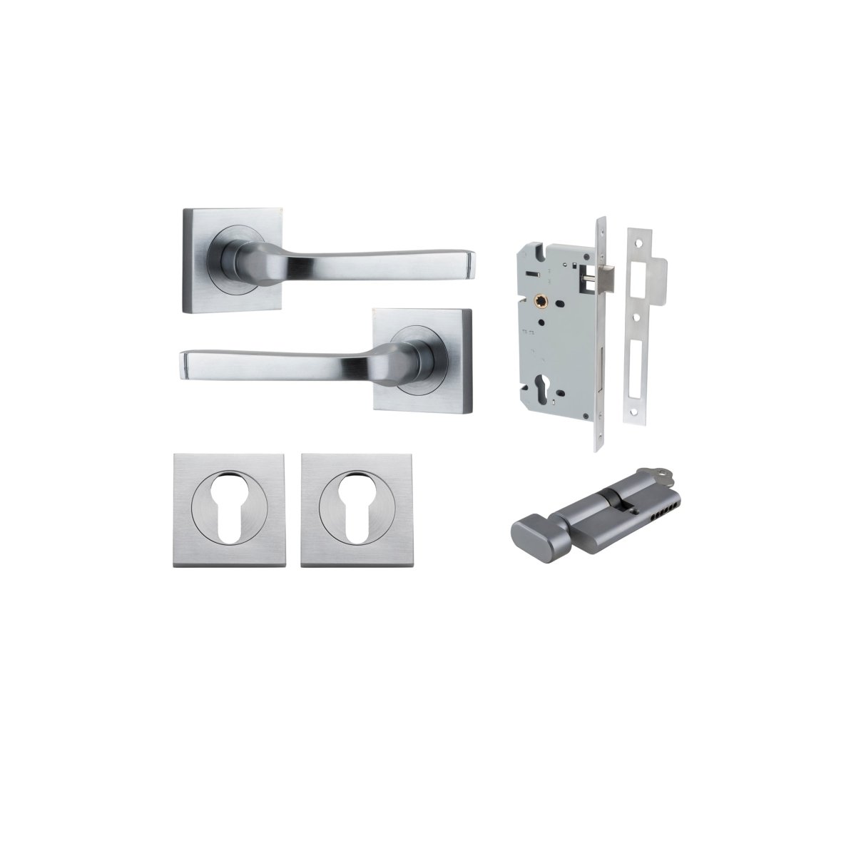 IVER Annecy Solid Brass Square Rose Door Handle – Multiple Finishes Available - Entry - Point - 0395KENTR60KT - Iver