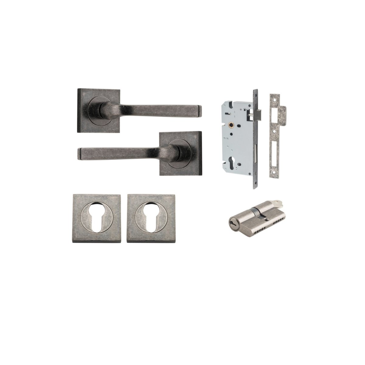 IVER Annecy Solid Brass Square Rose Door Handle – Multiple Finishes Available - Entry - Point - 0397KENTR60KK - Iver