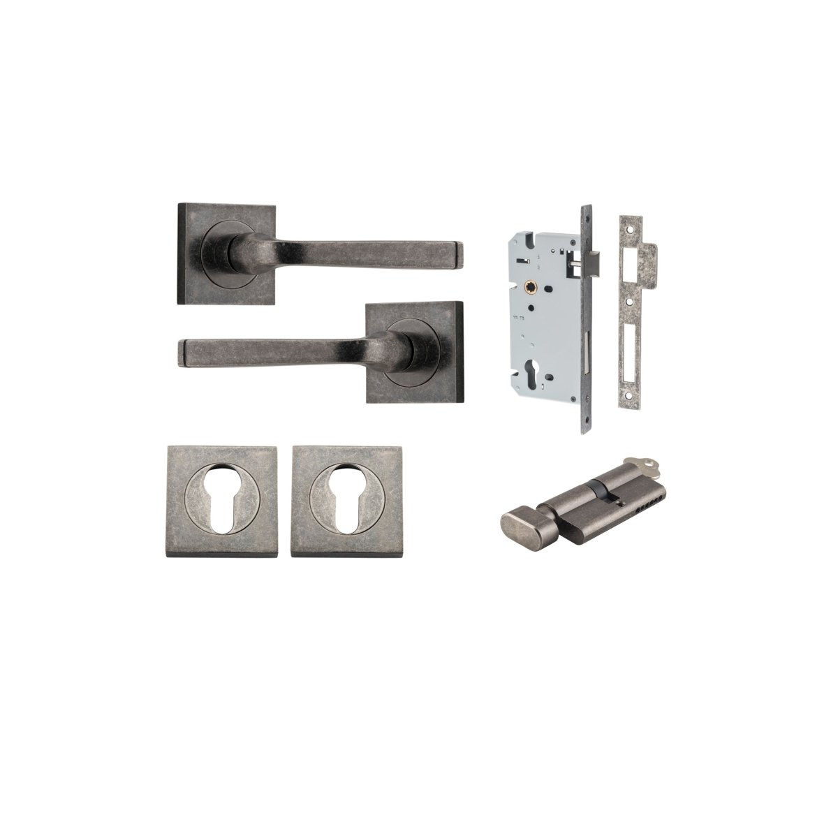 IVER Annecy Solid Brass Square Rose Door Handle – Multiple Finishes Available - Entry - Point - 0397KENTR60KT - Iver