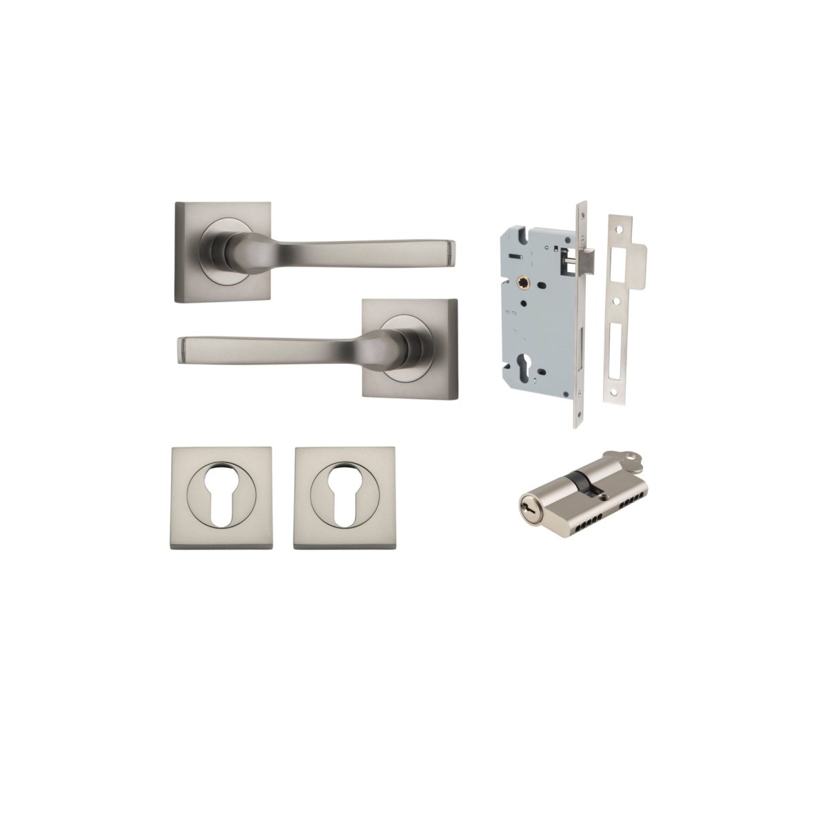 IVER Annecy Solid Brass Square Rose Door Handle – Multiple Finishes Available - Entry - Point - 0399KENTR60KK - Iver