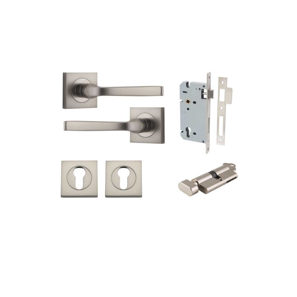 IVER Annecy Solid Brass Square Rose Door Handle – Multiple Finishes Available - Entry - Point - 0399KENTR60KT - Iver